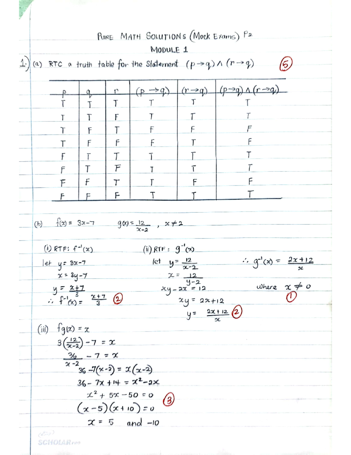 Pure math EOT T1 solutions - PURE MATH SOLUTIONS (Mock Exams) P2 MODULE ...