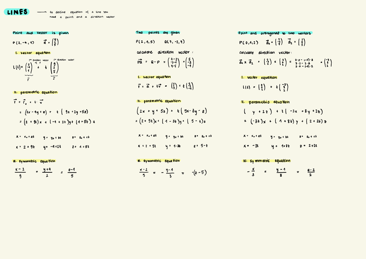 MathSimTech: Lines and Planes - Vector Equations and Intersections ...