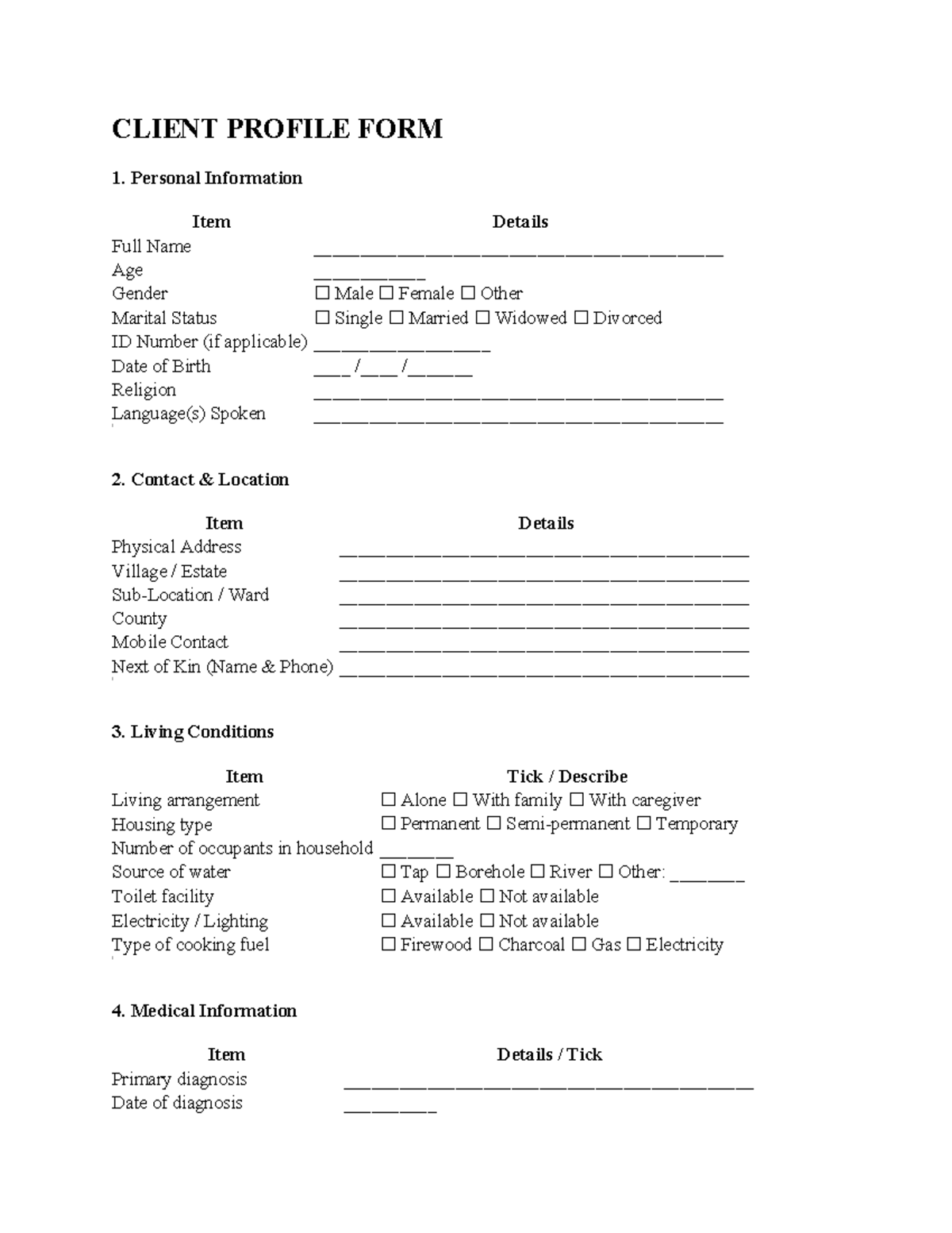 Client Profile Form - Teaching Notes for SW 101 - Studocu