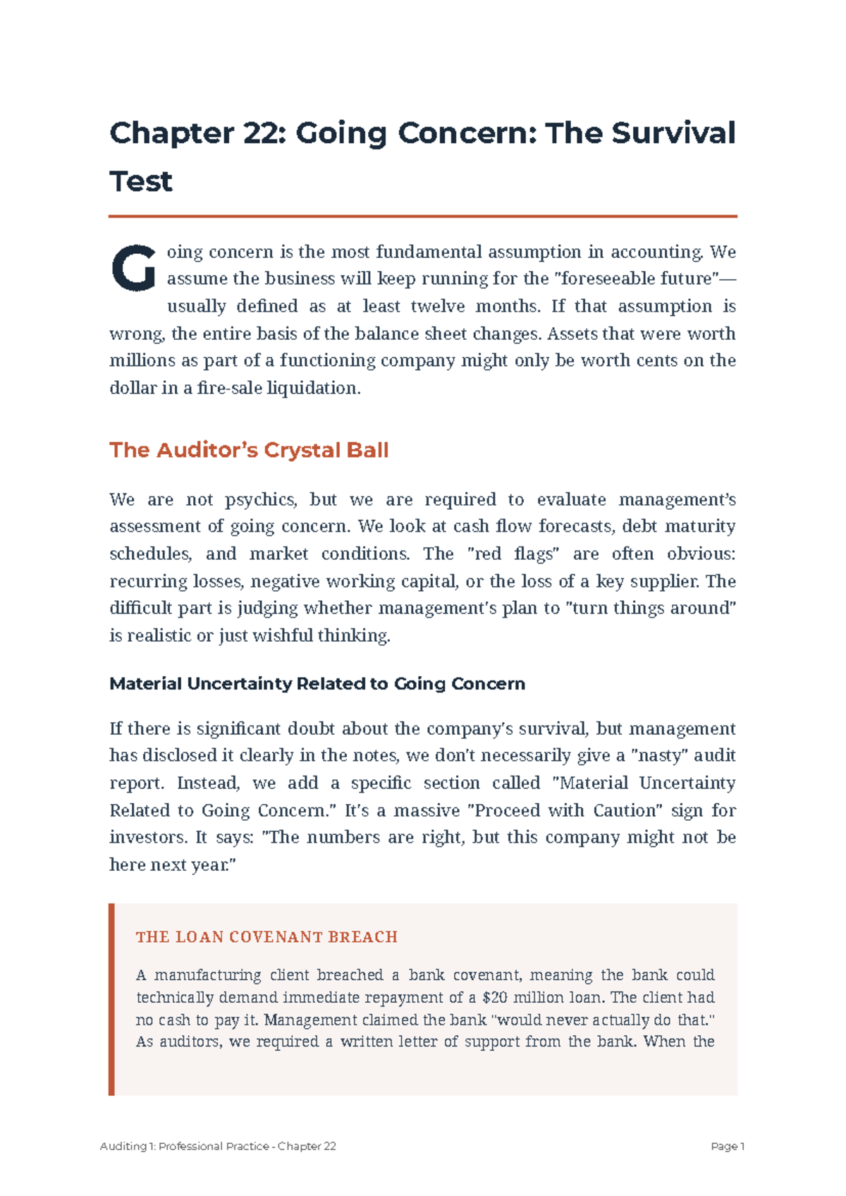 Chapter 22: Going Concern and Its Implications in Auditing - Studocu