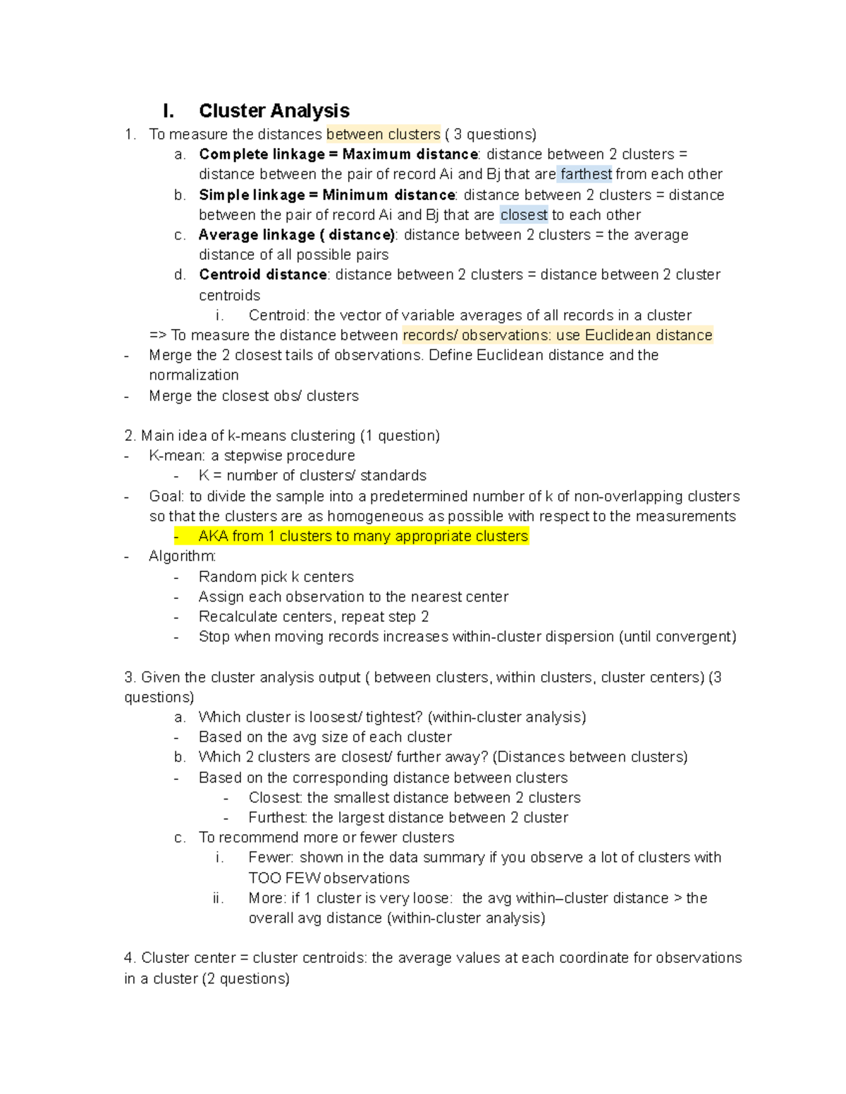 ISDS 474 Midterm 3: Comprehensive Review on Cluster Analysis Techniques ...