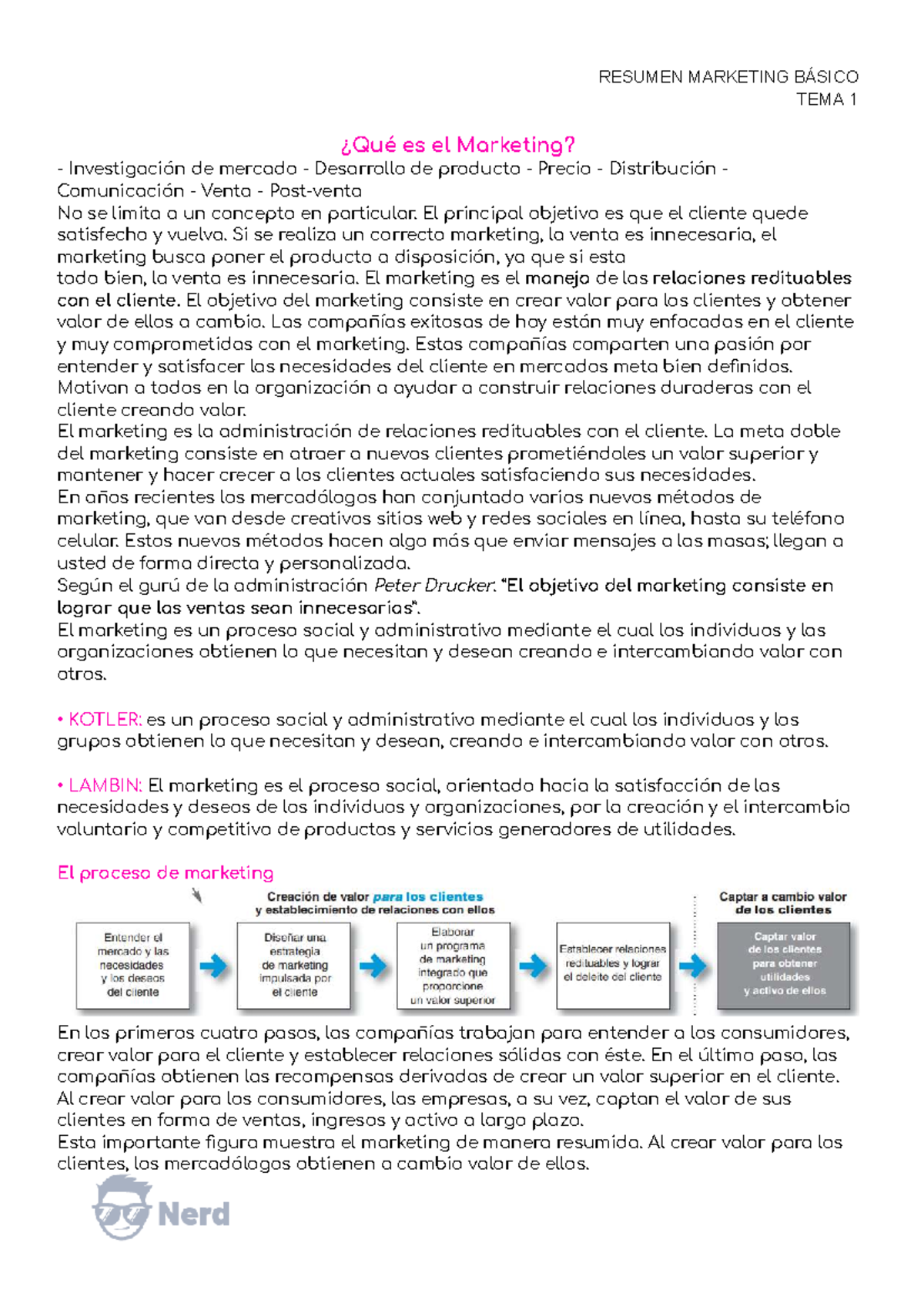 Resumen Marketing Básico Tema 1: Introducción al Marketing y su ...