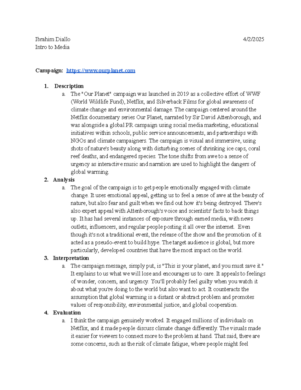 WK 11 Writing Option: Analysis of the WWF-Netflix Climate Campaign ...