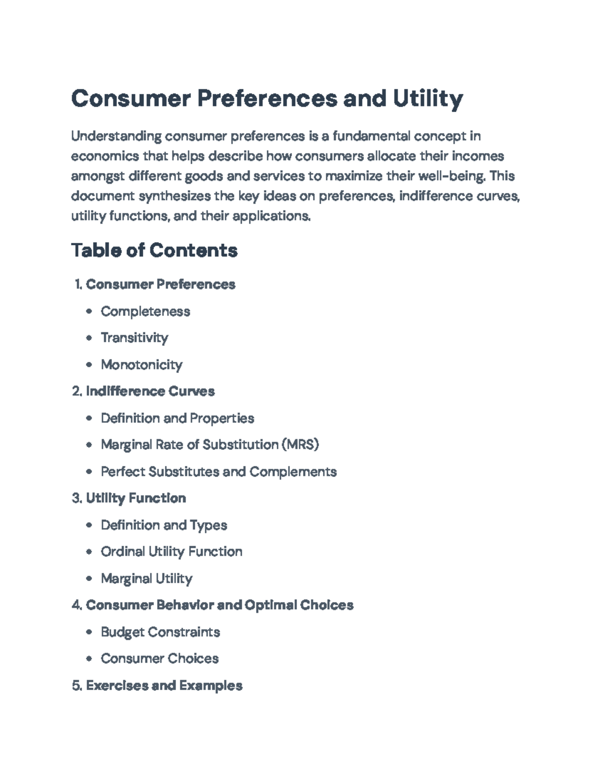 ECN 201: Understanding Consumer Preferences & Utility Concepts - Studocu