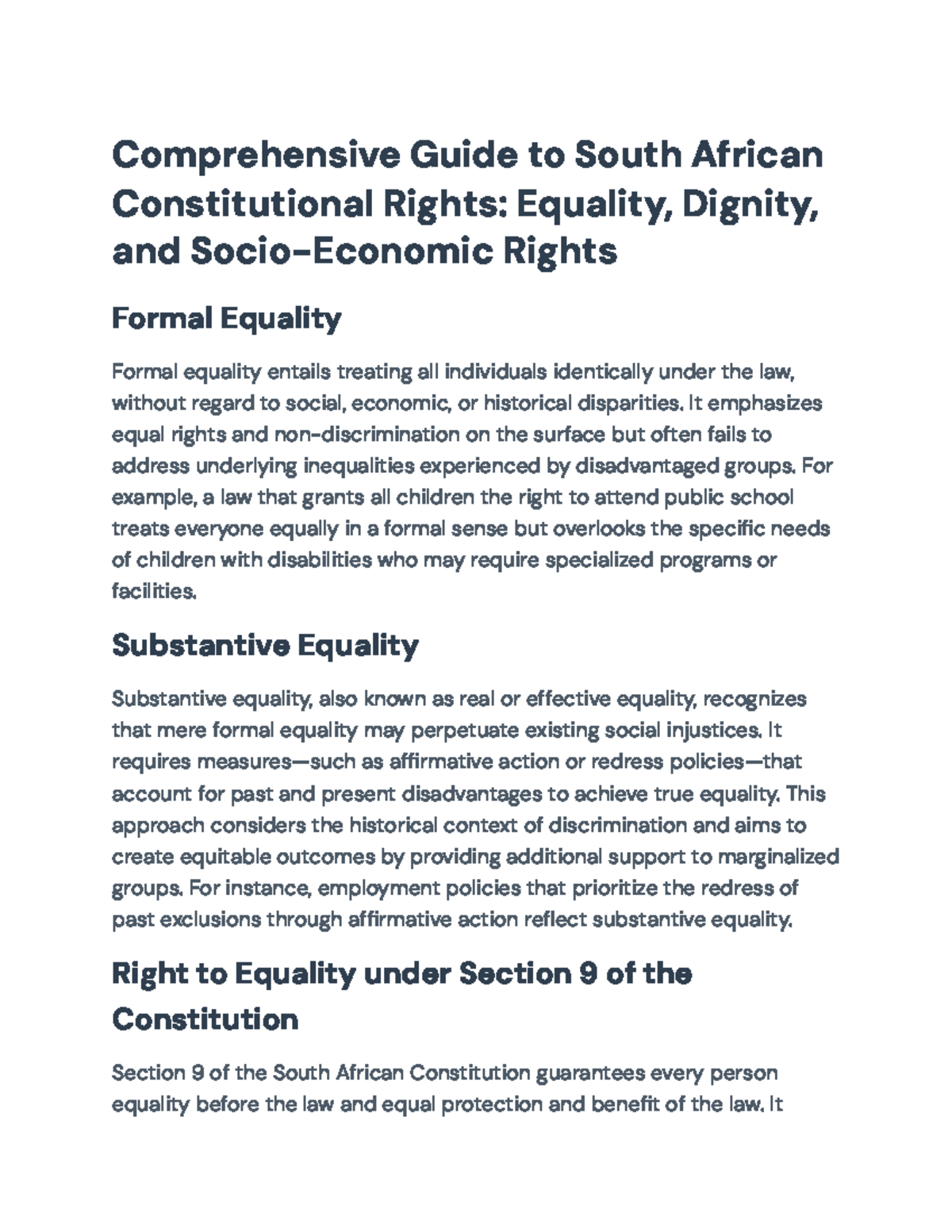 Comprehensive Overview of South African Constitutional Rights and ...