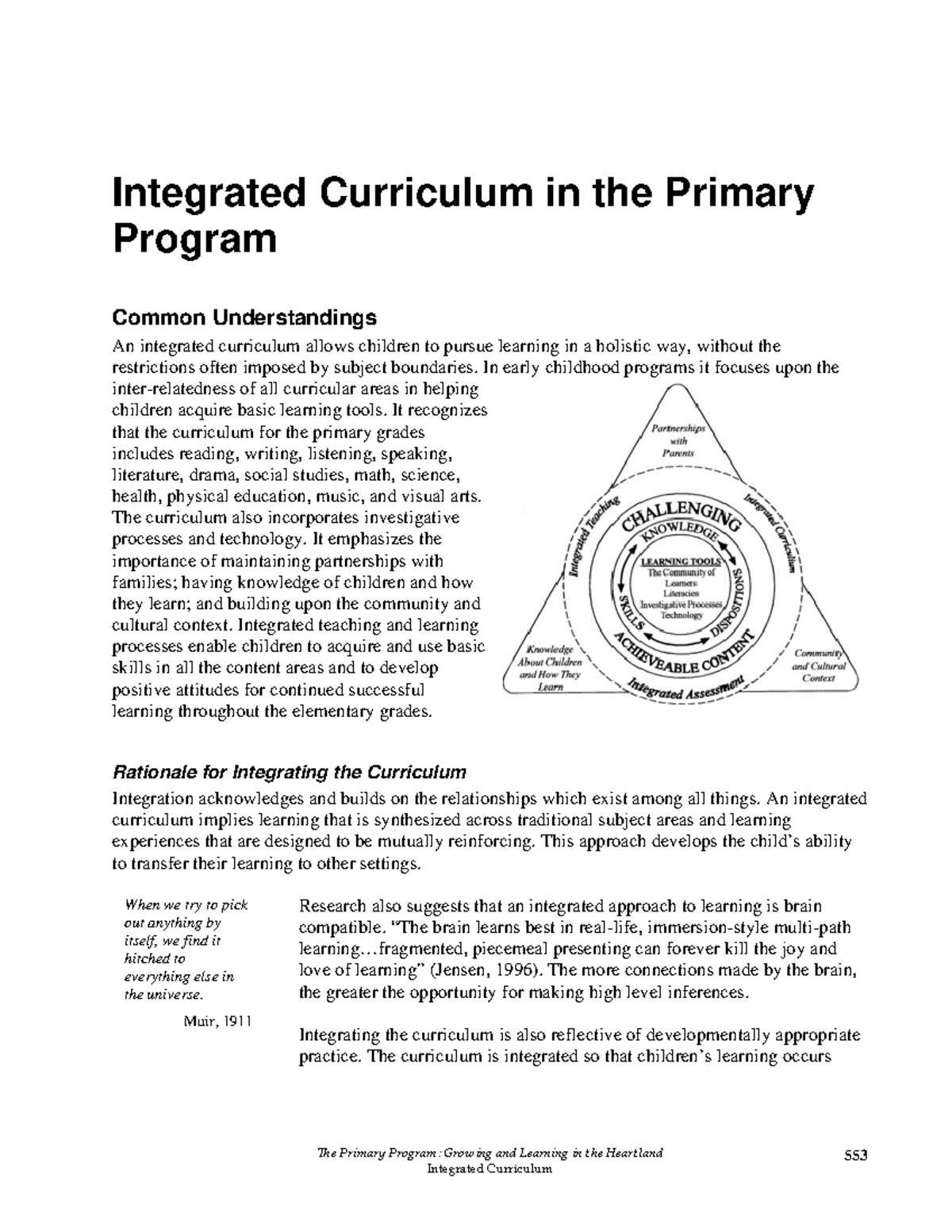 Integrated Curriculum in Early Childhood Education - Studocu