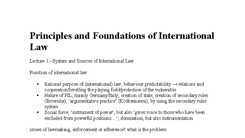 PIL 101: Lecture 1 & 2 - System, Sources, and History of International ...