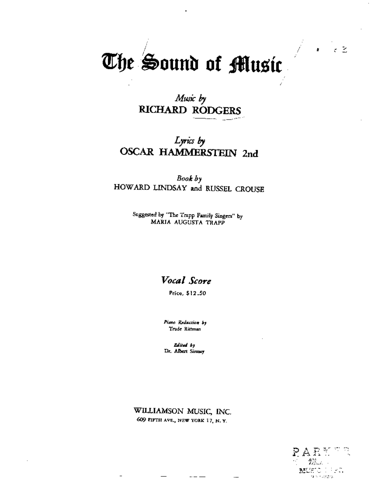 The Sound of Music Vocal Score - Richard Rodgers & Oscar Hammerstein II ...