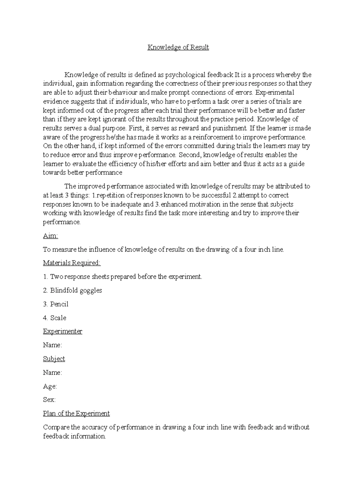 Assessment of Two Point Discrimination on Hand in Adults: Observational ...