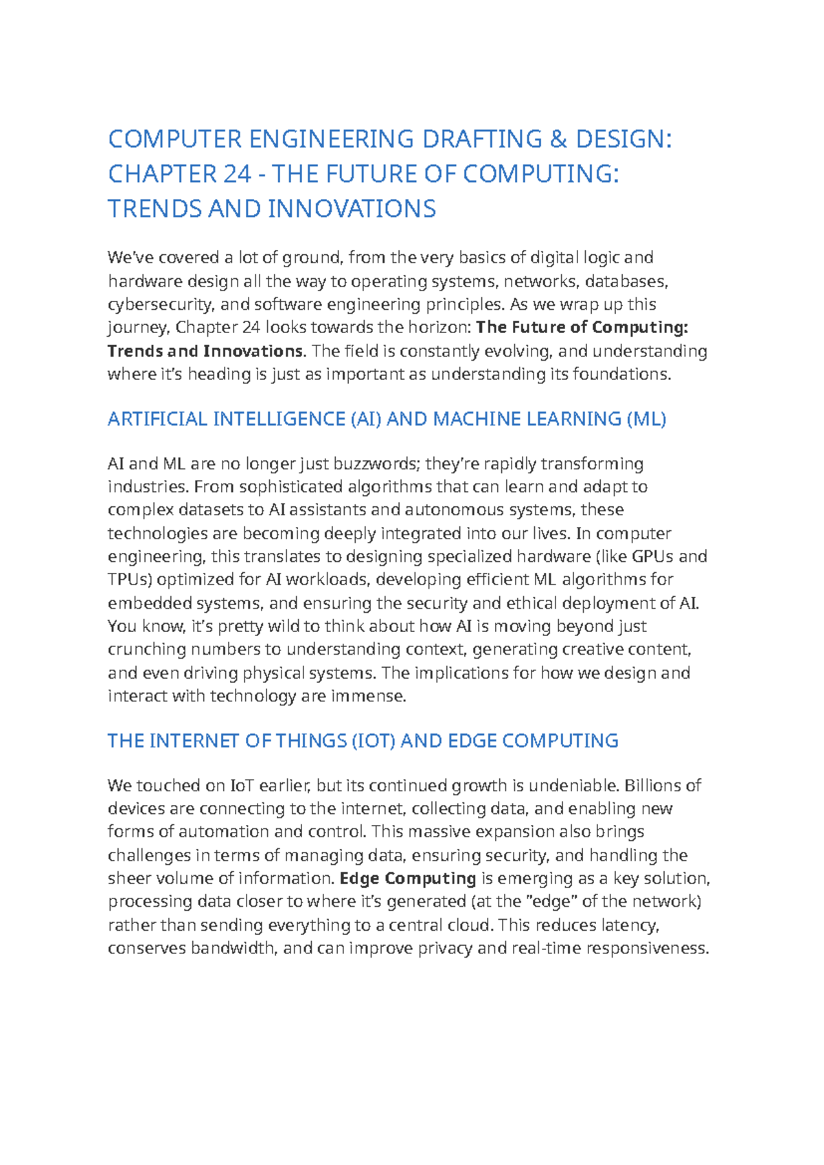 COMP ENG DRAFTING: CH 24 FUTURE OF COMPUTING TRENDS & INNOVATIONS - Studocu