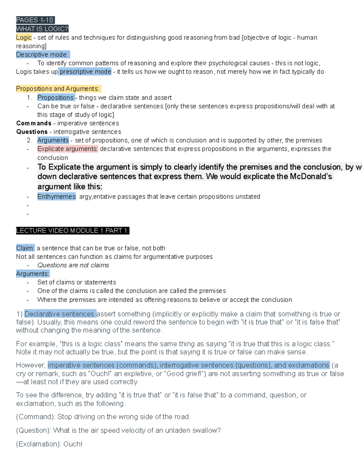 Logic AND Critical Thinking PHIL - PAGES 1-10: WHAT IS LOGIC? Logic ...