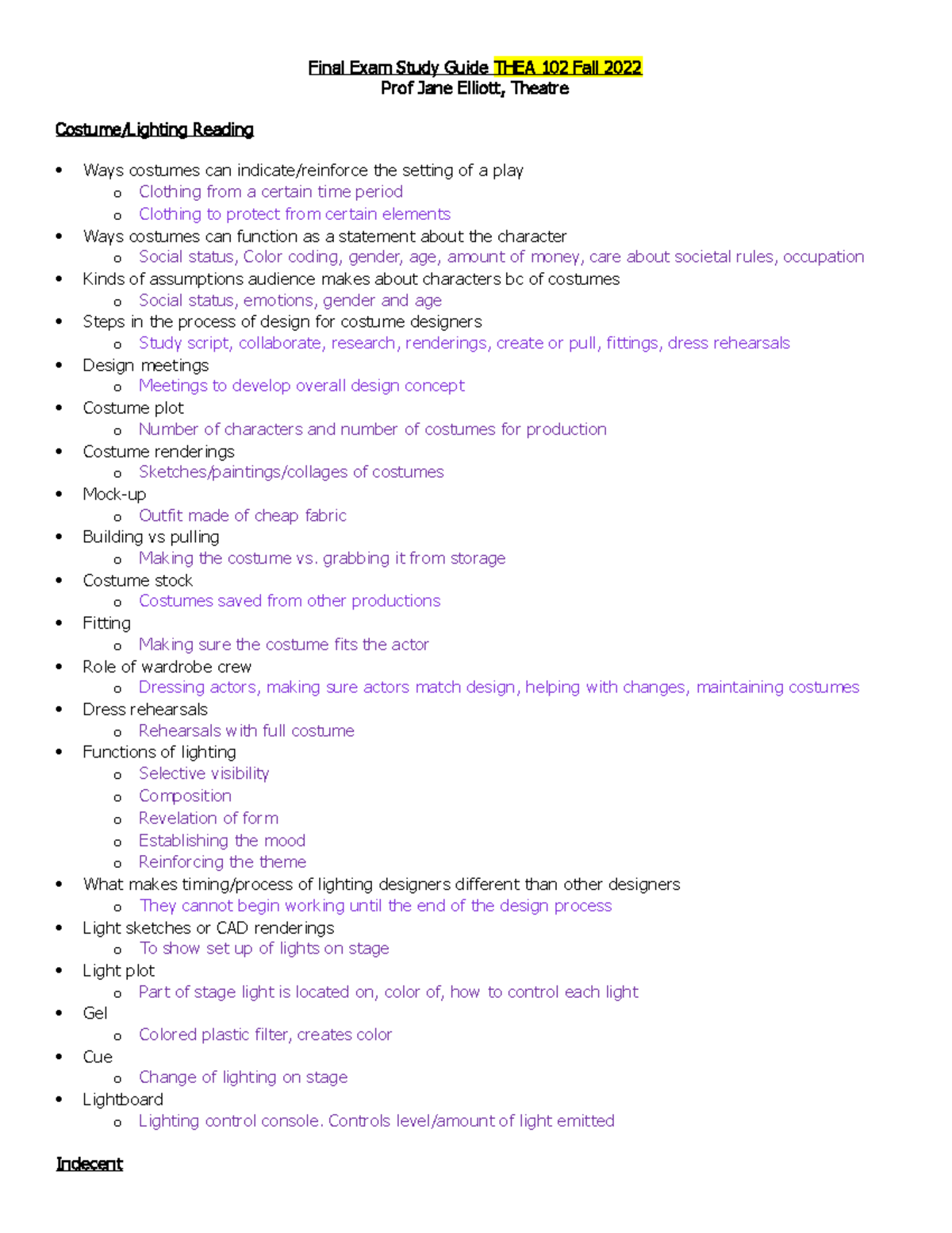 Final Exam Study Guide for THEA 102 – Fall 2022 Insights - Studocu