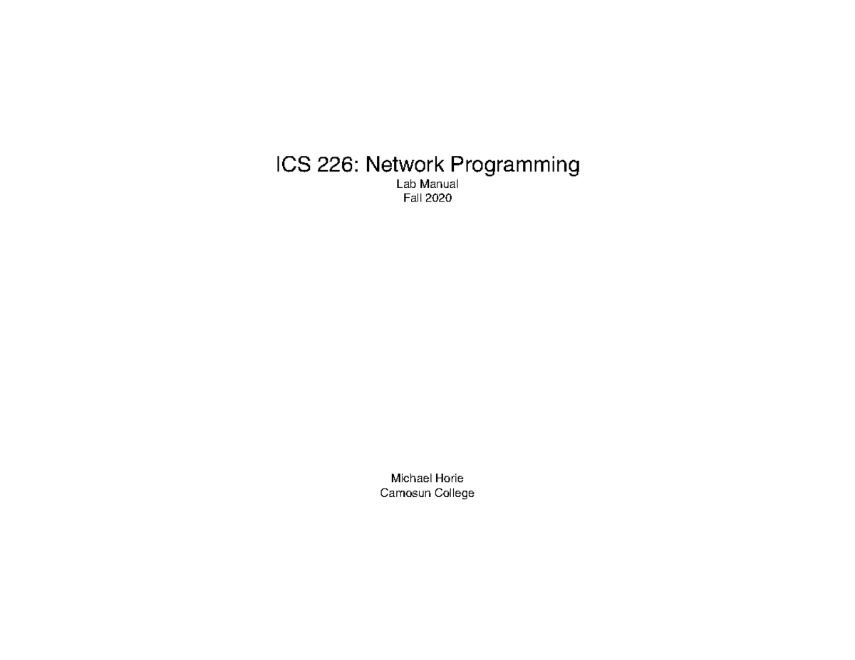 ICS 226: Network Programming Lab Manual - Fall 2020 Guide - Studocu