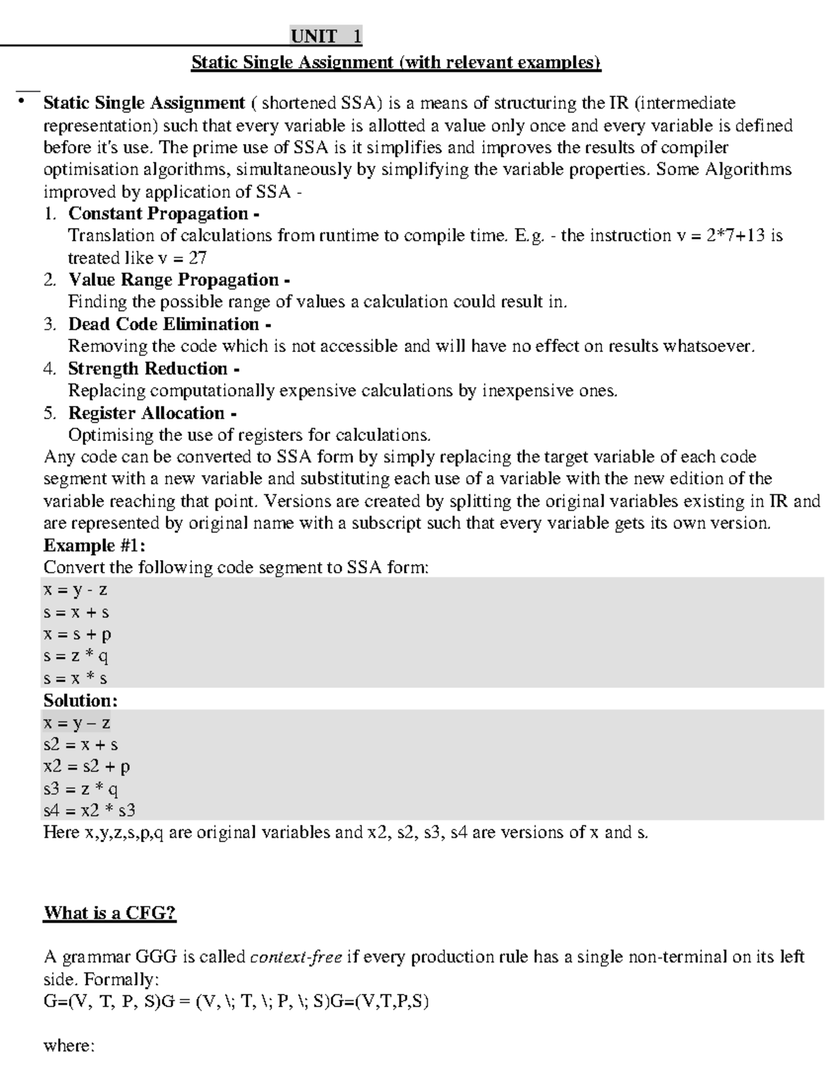 ACD-material - Advanced Compiler Design (CP25C04) - Unit 1: SSA and CFG ...