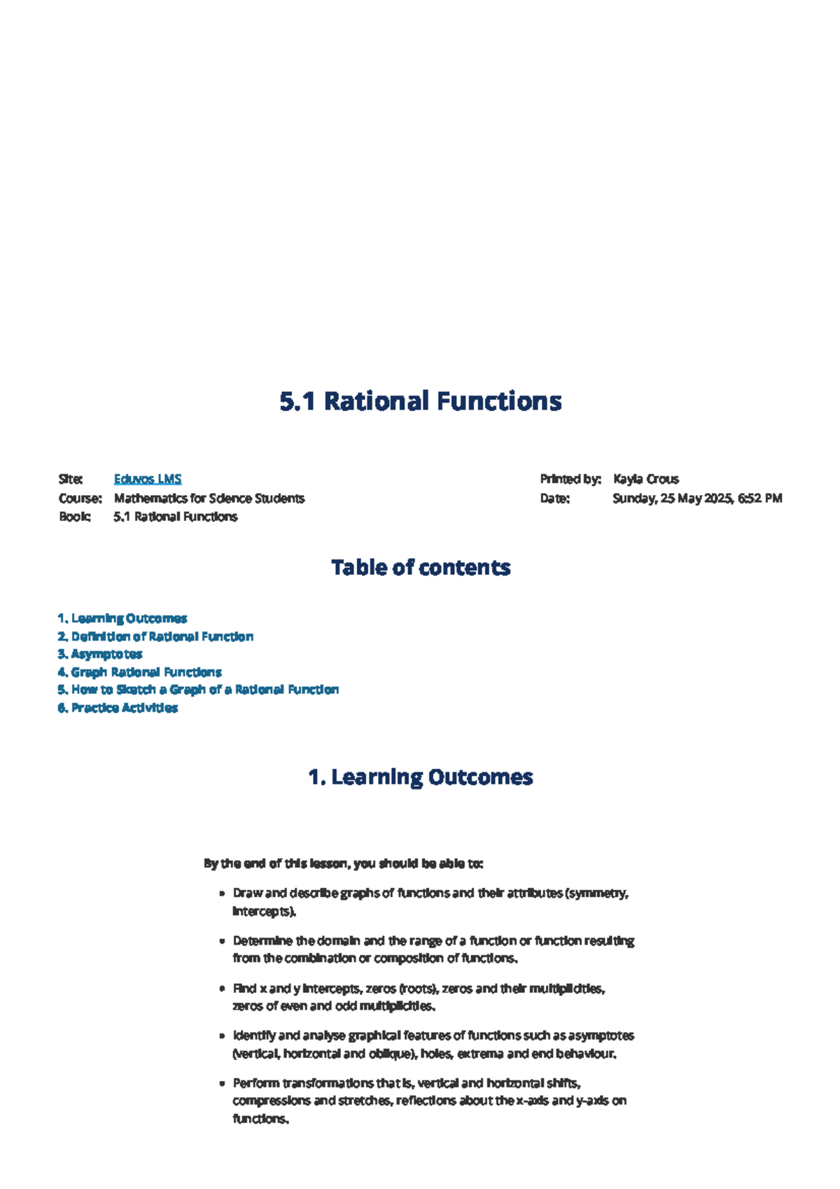 Mathematics for Science Students: Rational Functions Overview ...