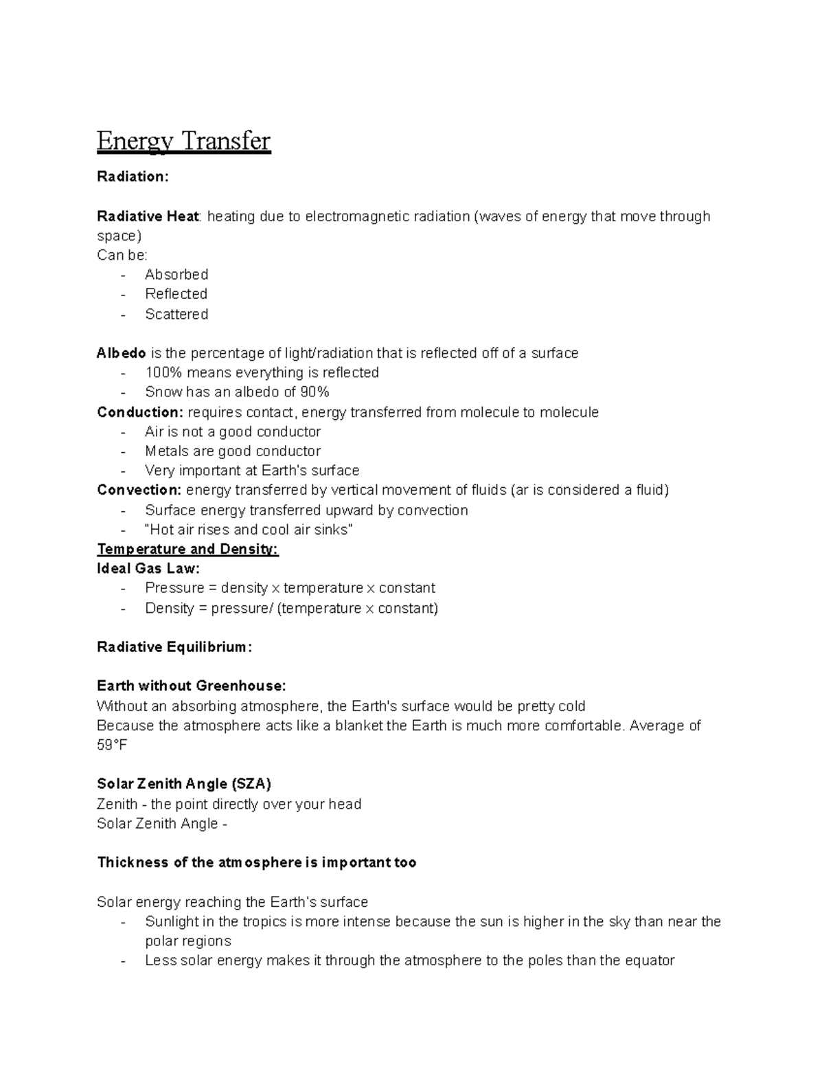 Energy Transfer Concepts: Radiative Heat & Convection (Week 4) - Studocu