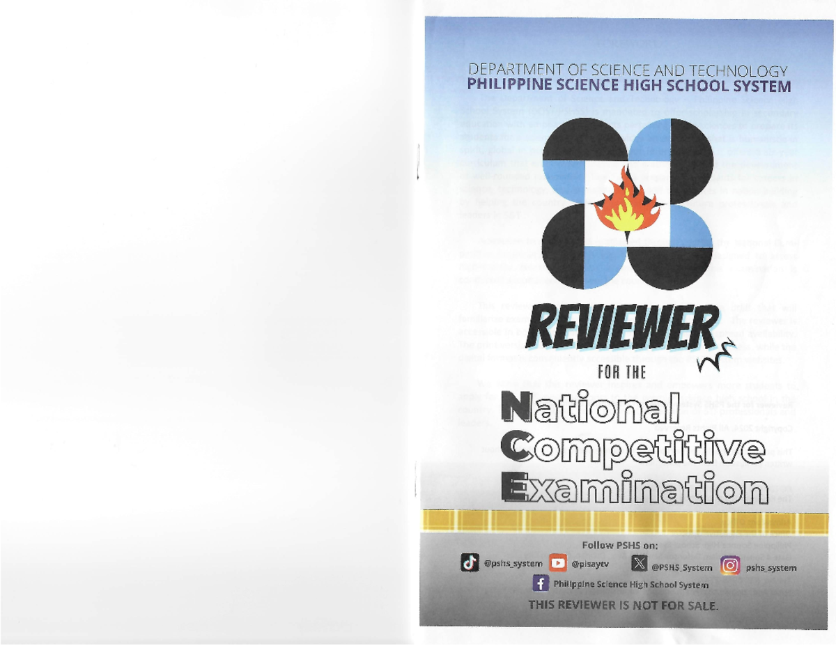 NCE Reviewer: Comprehensive Practice Materials for PSHS Admission - Studocu