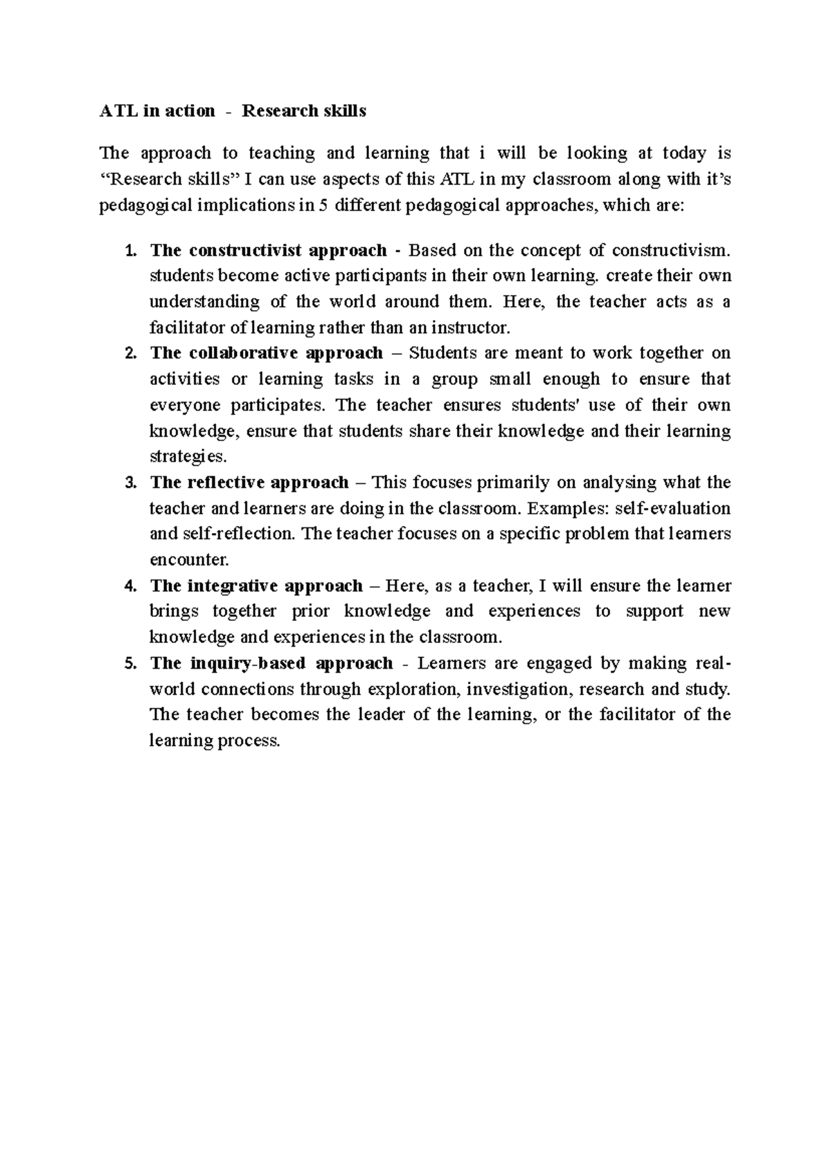 ATL in action - Okay! - ATL in action - Research skills The approach to ...