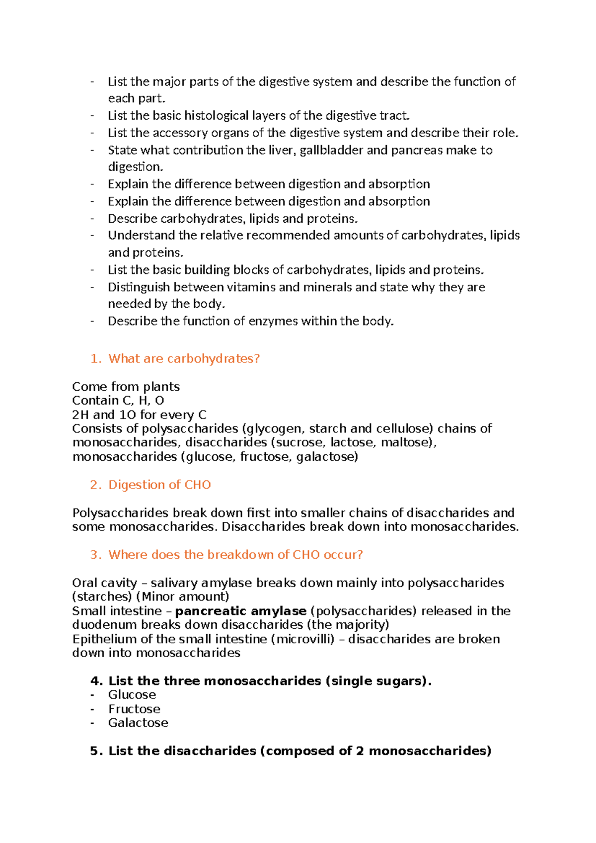 Worksheet 3 - Summary of C3: Digestive System Functions & Histology ...