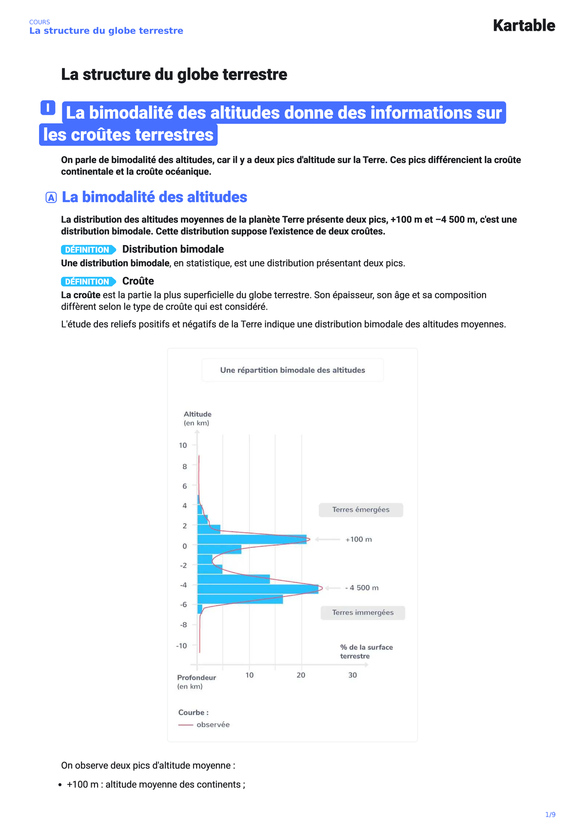 COURS La structure du globe terrestre Bimodalité et Croûtes — free download