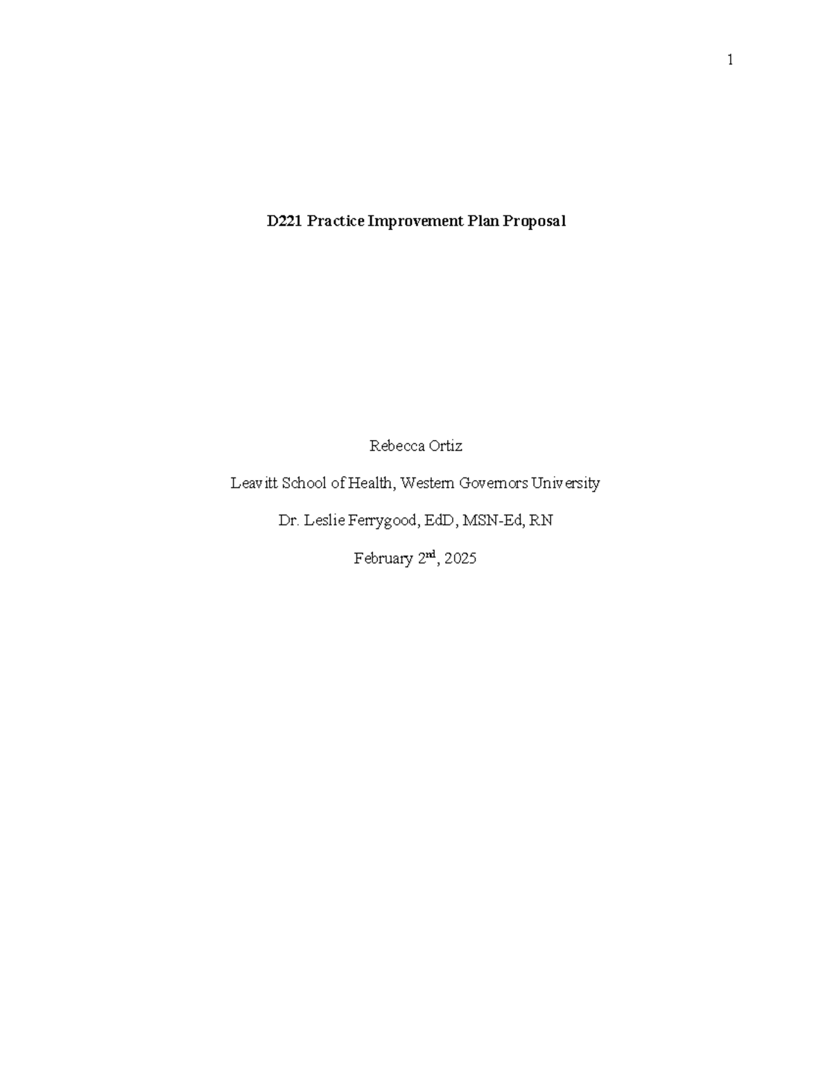 D221 Task - task passed 1st attempt - D221 Practice Improvement Plan ...
