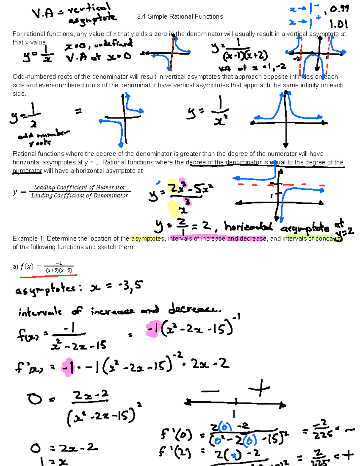3.4 Simple Rational Functions - 4 Simple Rational Functions For ...