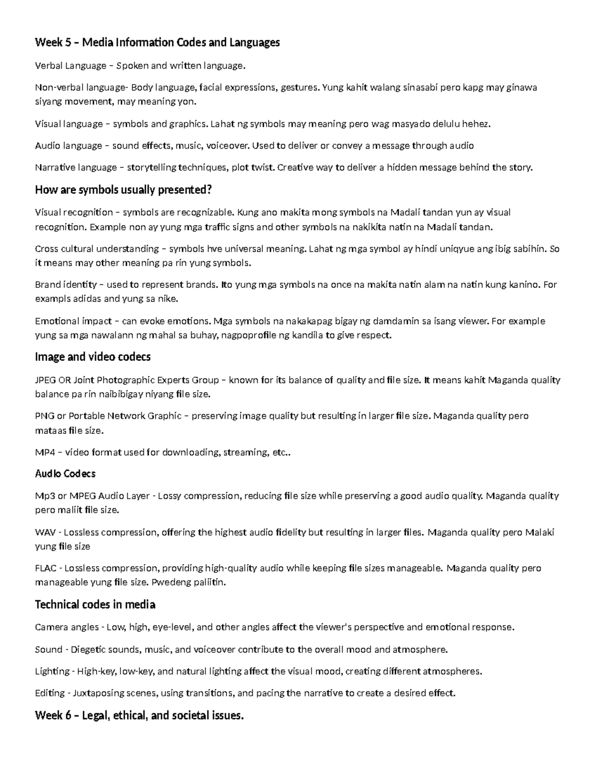 Media Info Codes & Languages: Midterm Review Notes (Course Code) - Studocu