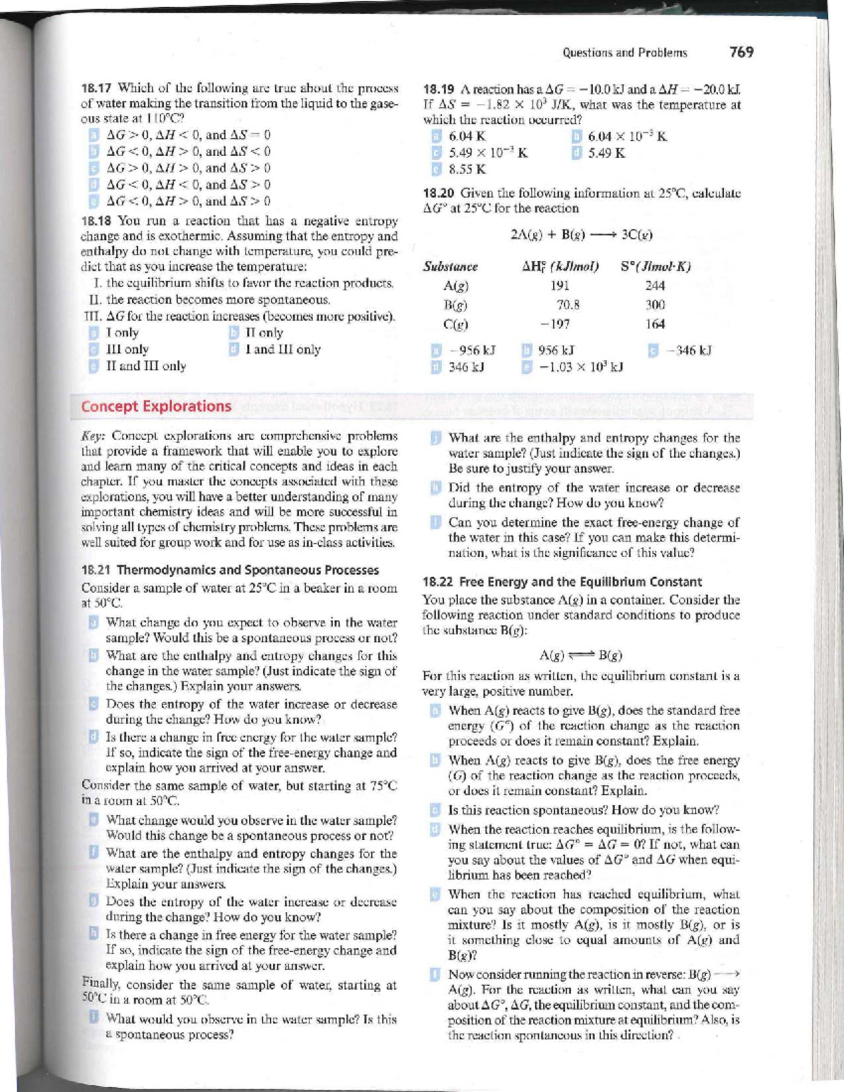 Unit 13 Homework Problems: Thermodynamics and Equilibrium Concepts ...