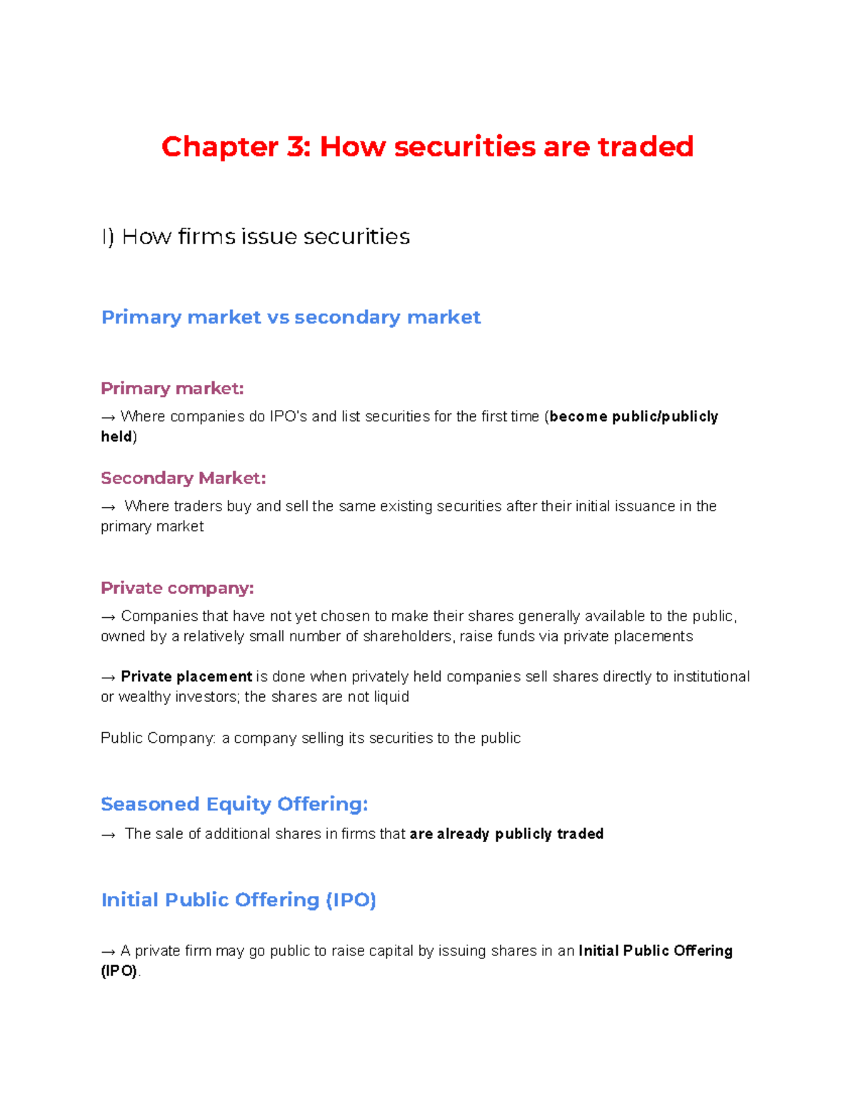 Chapter 3 FM: Overview of Securities Trading and Market Mechanisms ...