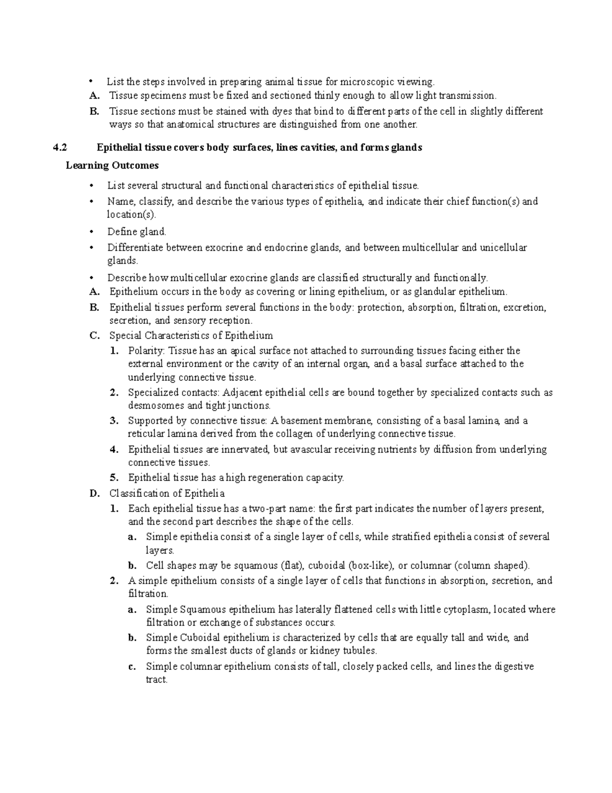 S21 Chapter 4 Epithelial and Connective Tissue Study Guide - Studocu