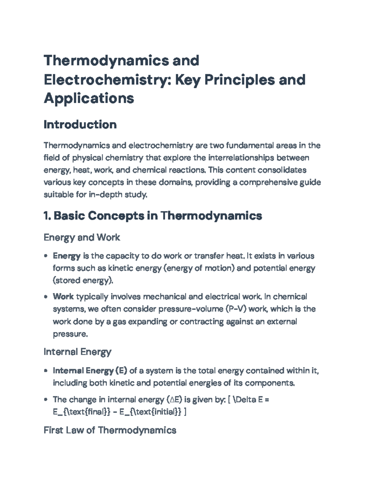 Thermodynamics and Electrochemistry: Core Concepts and Applications ...