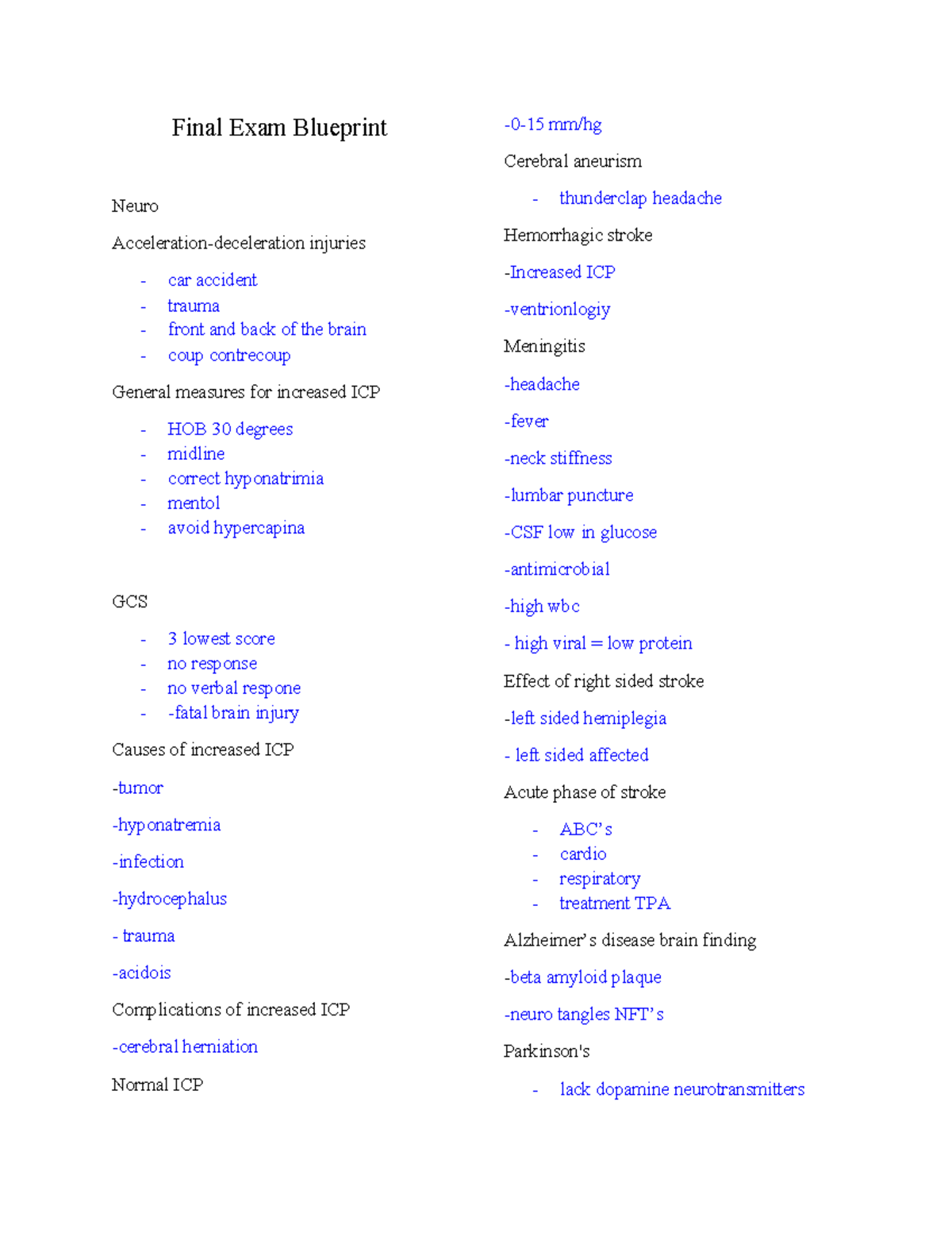 Neuro Final Exam Study Guide: Key Concepts and Definitions - Final Exam ...