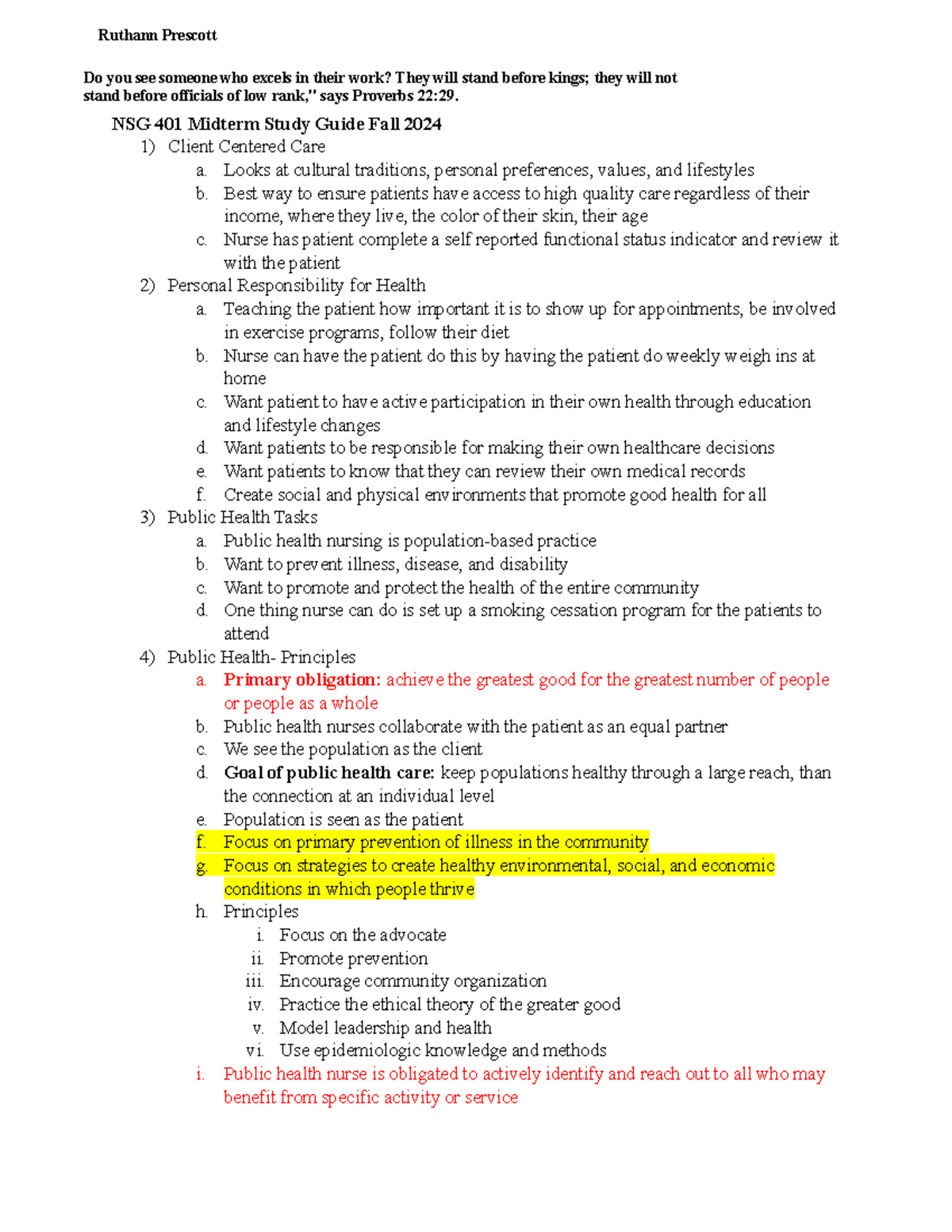 NSG 401 Midterm Study Guide: Community Health Concepts and Care - Studocu