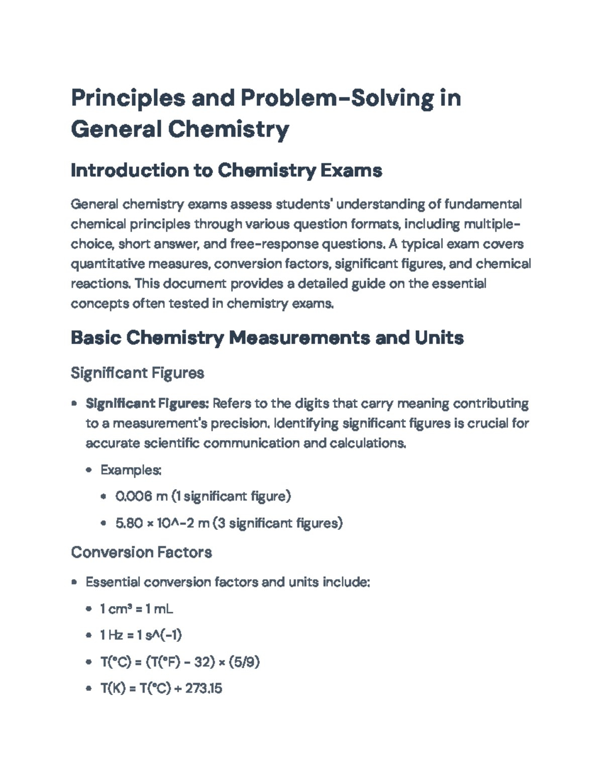 General Chemistry Exam Preparation Guide: Key Concepts & Problem ...