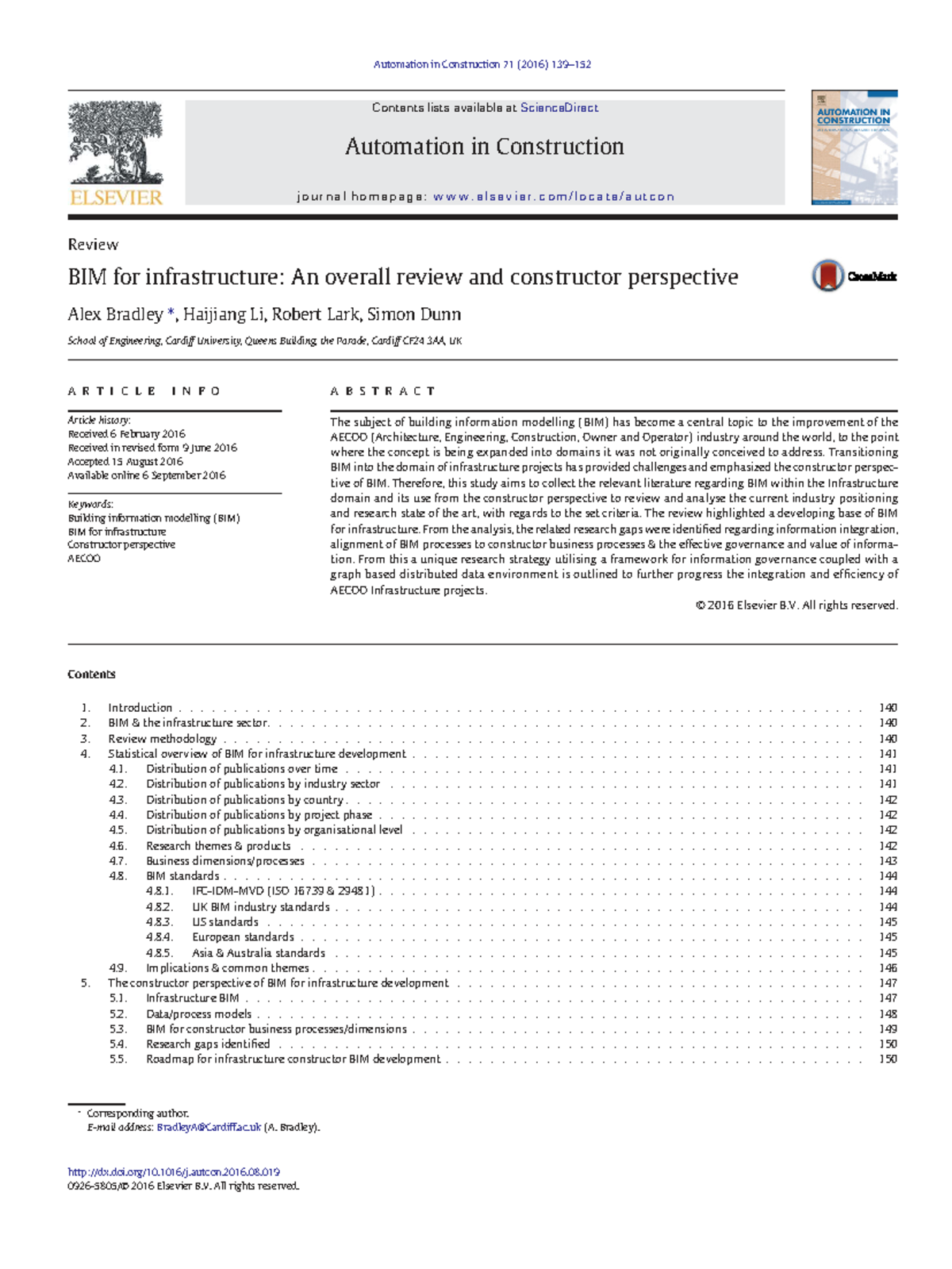 BIM for Infrastructure: A Comprehensive Review from the Constructor's ...