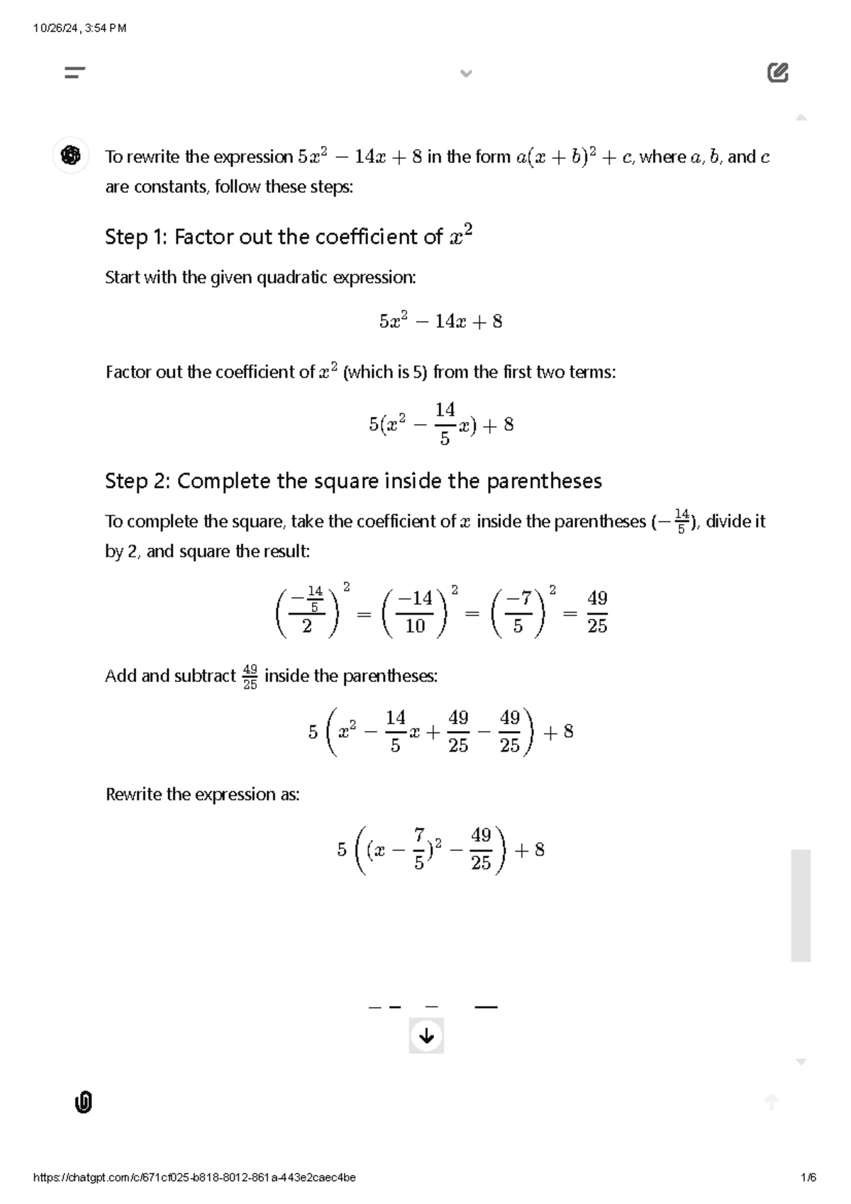 Math Question 8 - MATH 101: Completing the Square Method - Studocu
