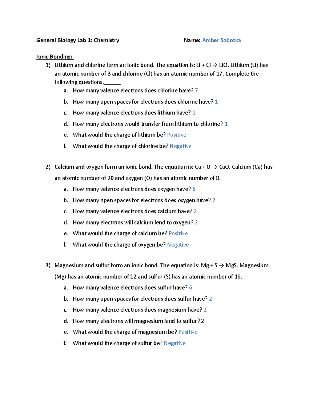 UNIT 1 Review 2019 Simplified - General Biology Lab 1: Chemistry Name ...