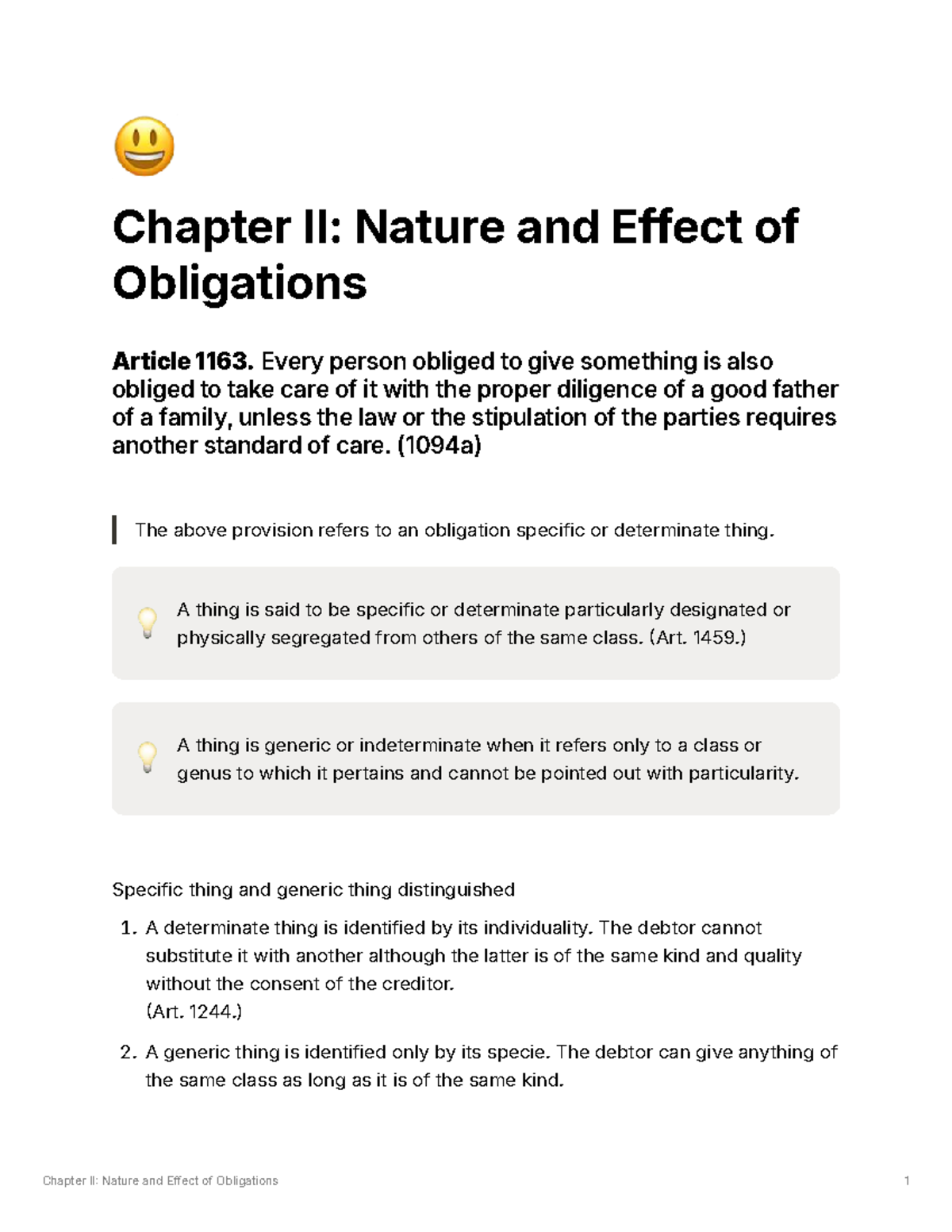 Chapter II: Nature and Effect of Obligations - Comprehensive Review ...