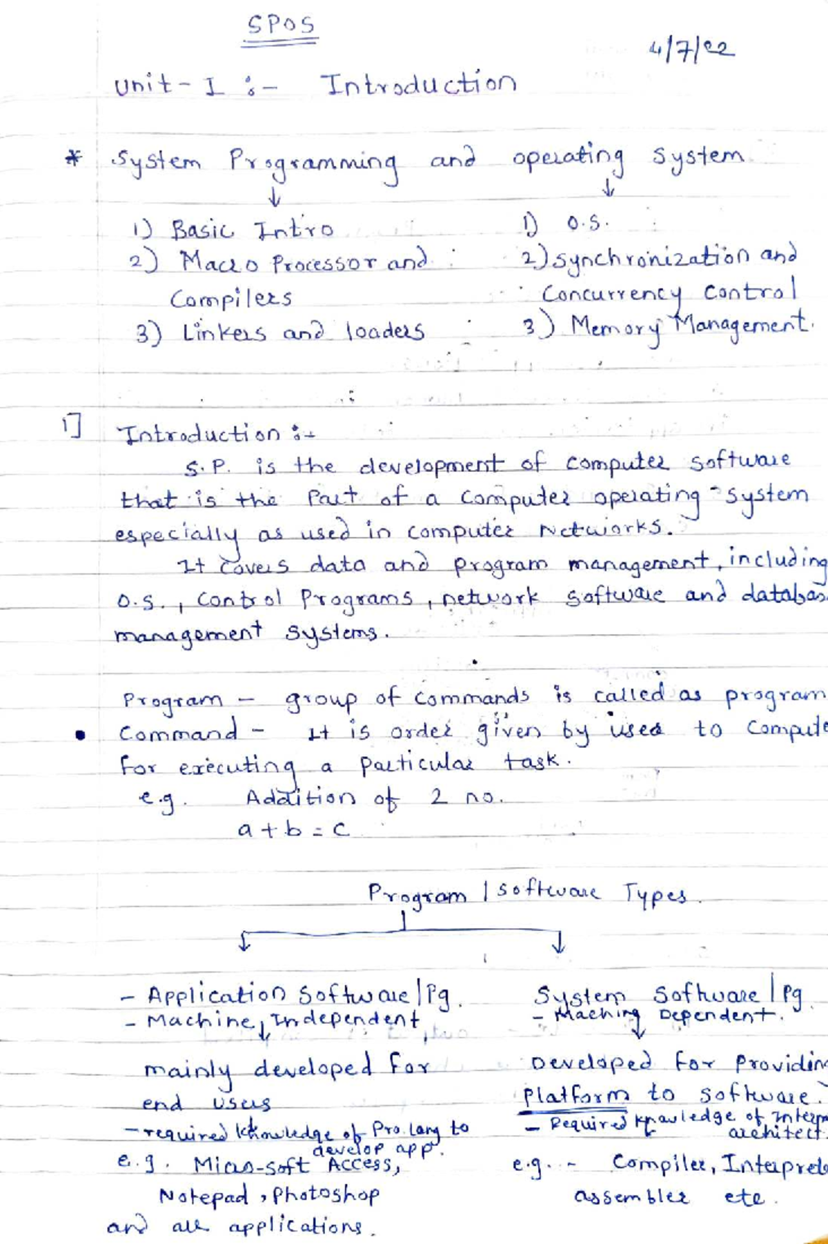 SPoS Unit 1: Introduction to Programming & Operating Systems for Insem ...