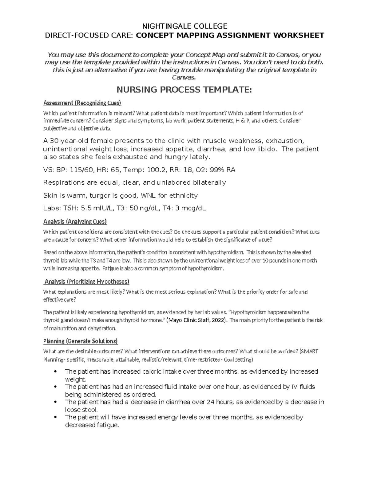 NIGHTINGALE COLLEGE CARE: CONCEPT MAPPING ASSIGNMENT WORKSHEET - Studocu