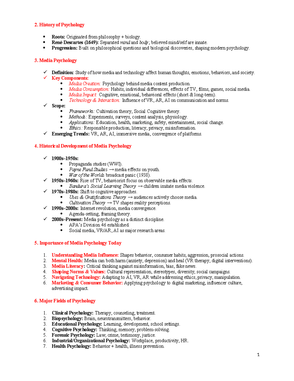 Final Exam Notes: Media Psychology 2132017 Insights and Concepts - Studocu