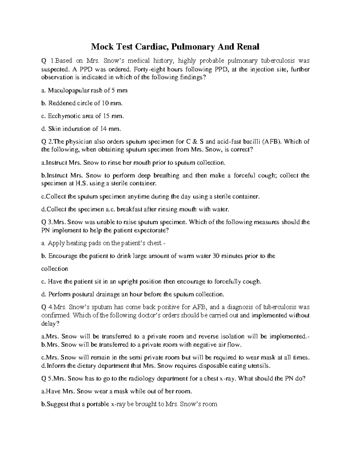 RR-MOCK TEST Renalpulmonary Raibrar Algonquin College pdf - Mock Test ...