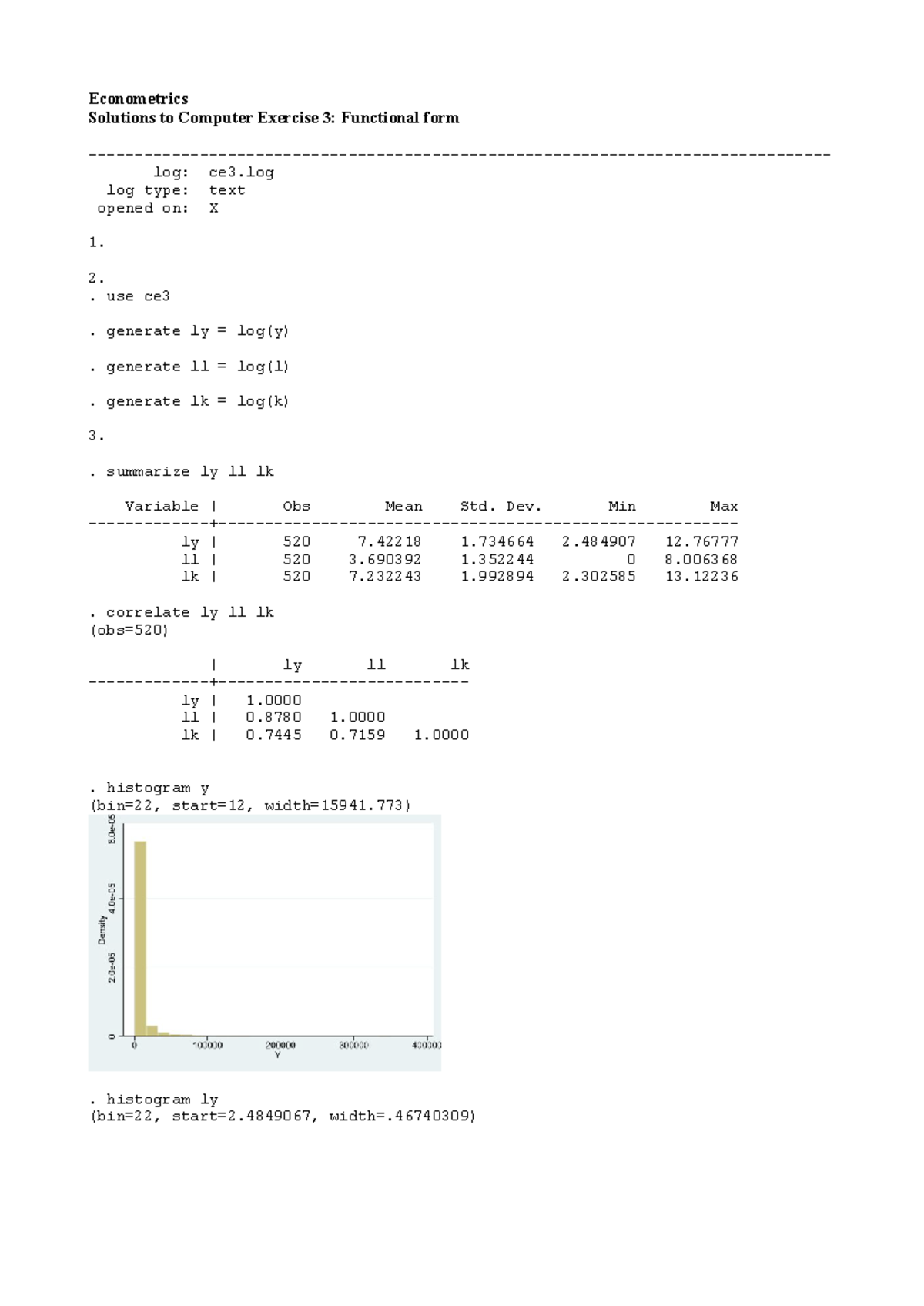 CE3 - Solutions for Computer Exercise 3 in Econometrics Analysis ...