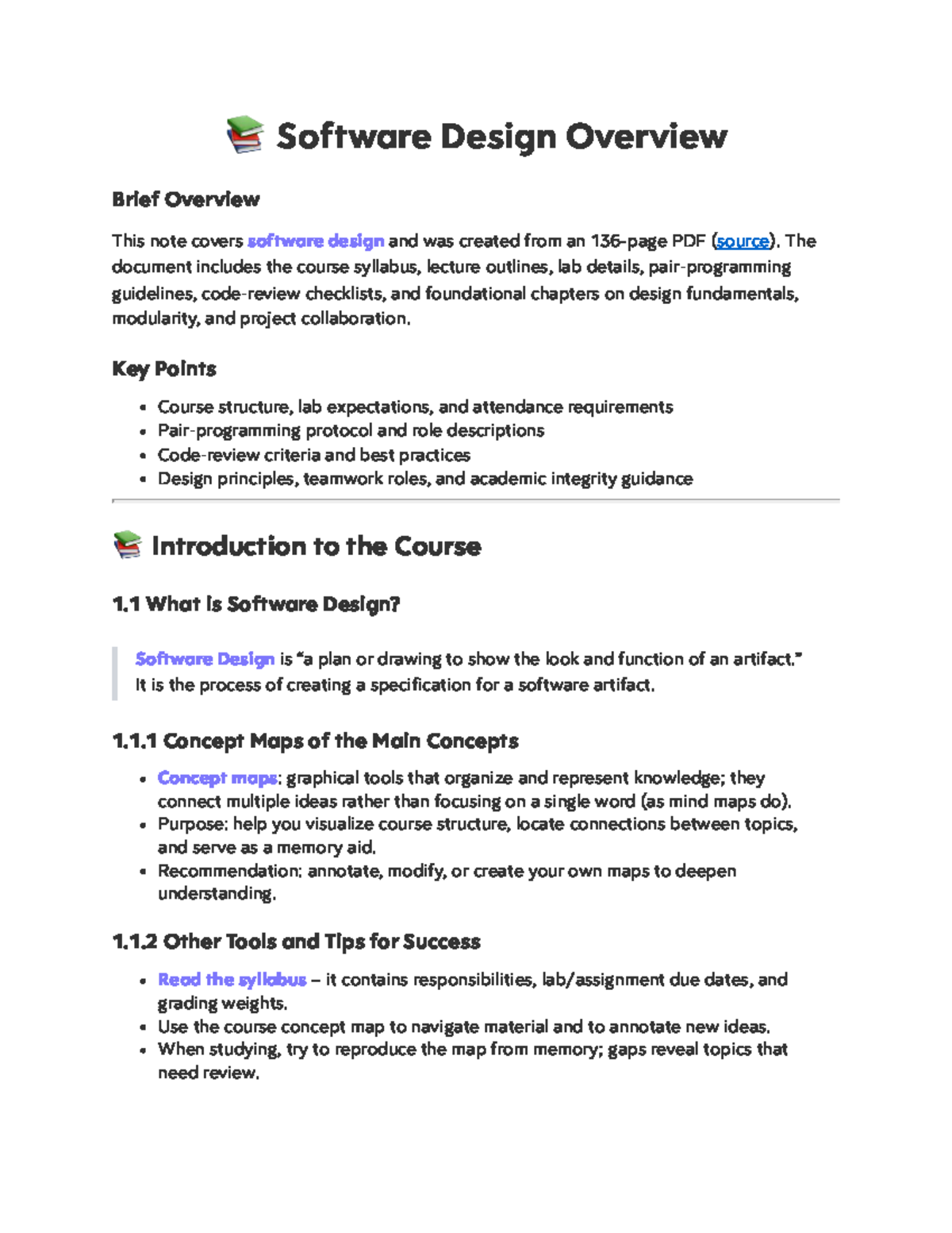 Software Design Overview: Key Concepts and Course Structure (CS101 ...