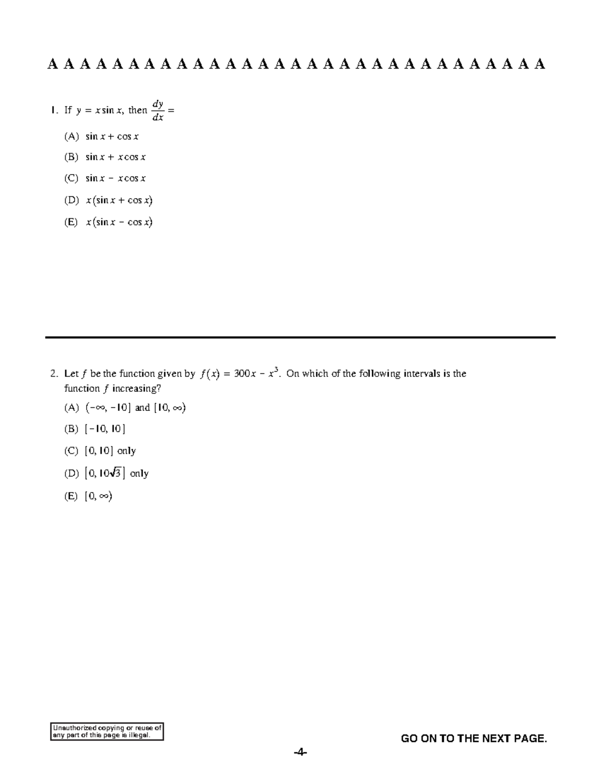 AP Calculus BC assignment for derivatives and intergals and to solve ...