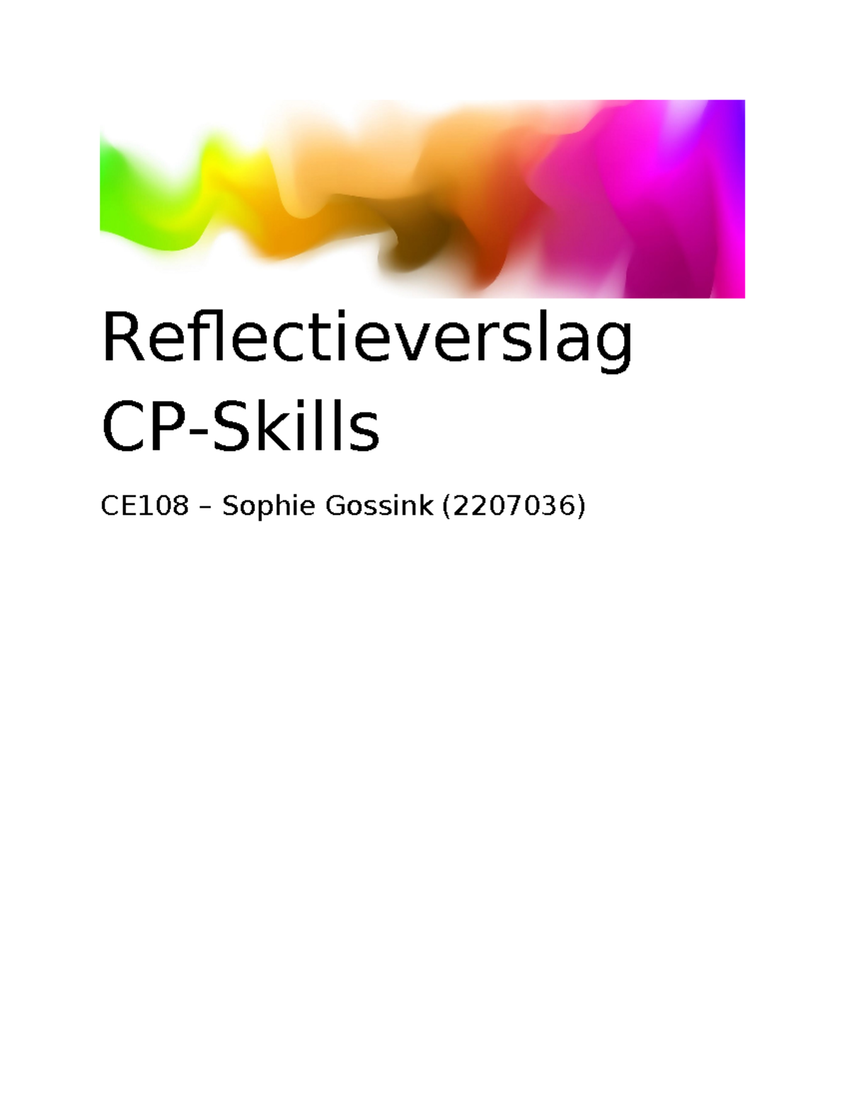 Reflectieverslag CP-Skills CE108 - Ontwikkeling van Vaardigheden ...