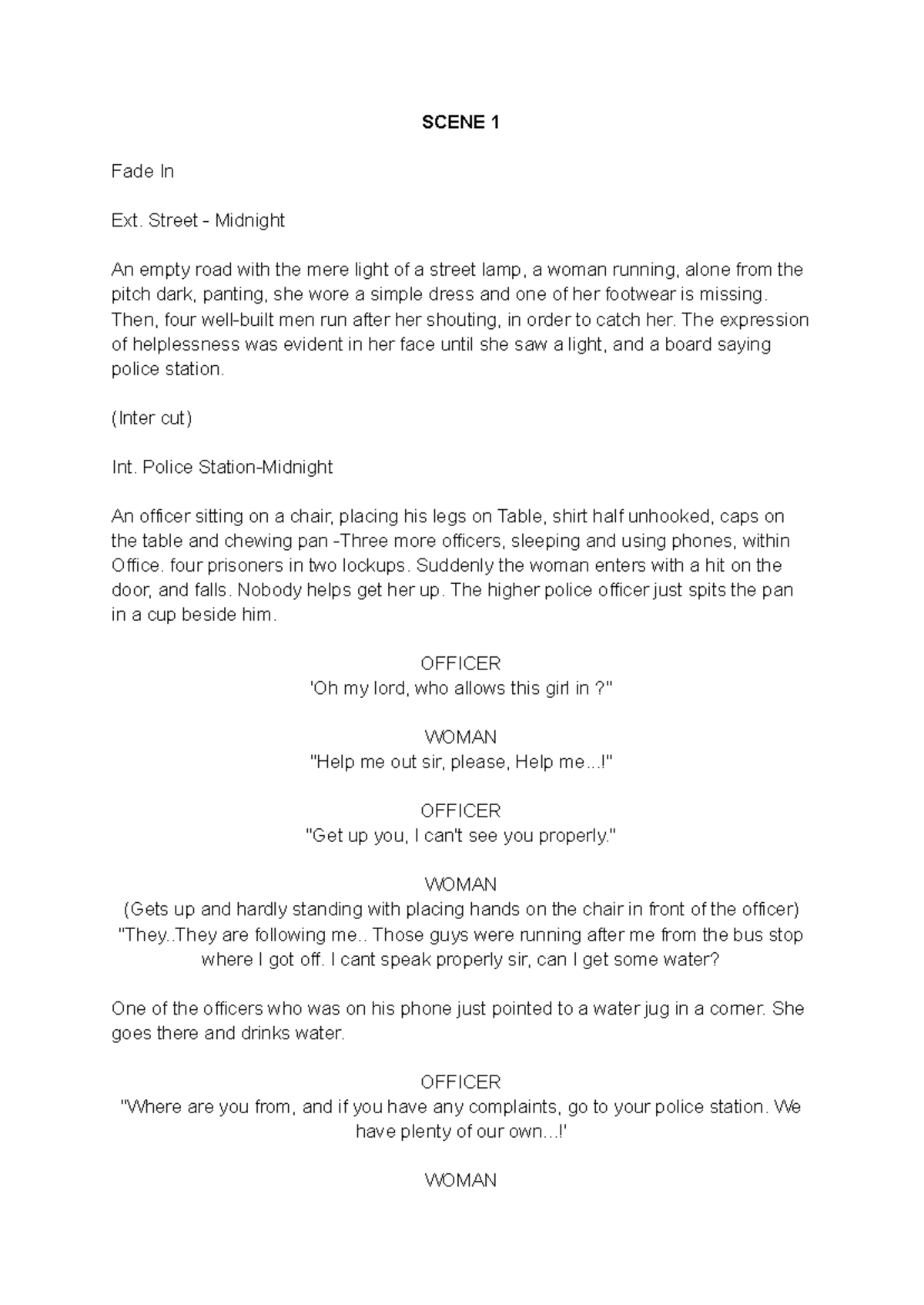 Script - SCENE 1: Class Assignment on Police Encounter - Studocu