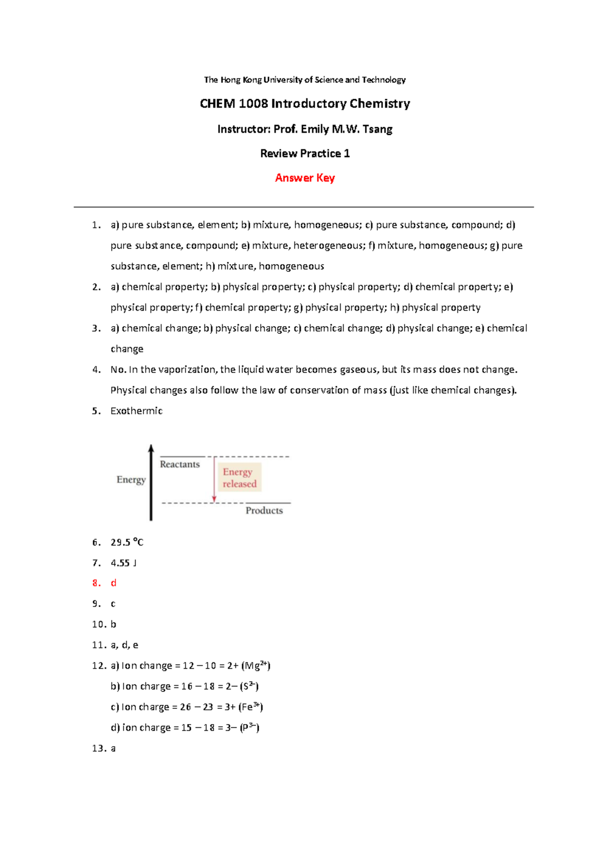 CHEM 1008 Final Exam Exercise 1 Answer Key - Introductory Chemistry ...