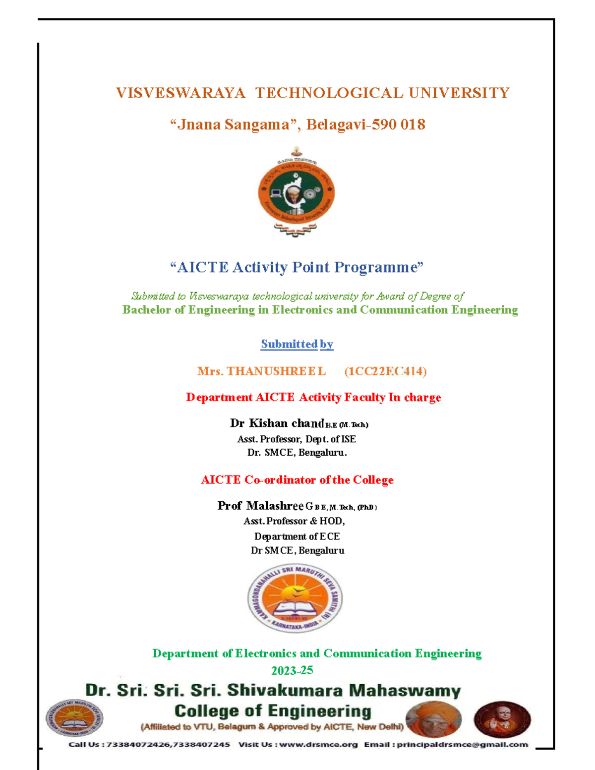 AICTE Activity Point Programme Report for BE in ECE (1CC22EC414) - Studocu