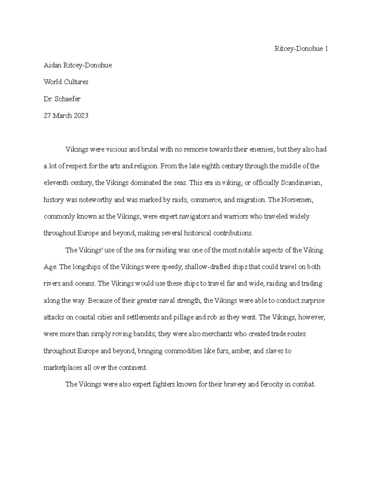 WG 201: Research Paper on Viking Culture and Contributions - Studocu